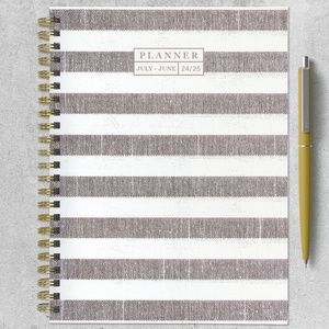 July 2024 - June 2025 Seersucker Stripe Medium Weekly Monthly Planner